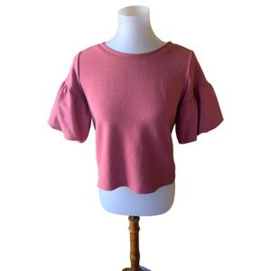 Green Envelope Puffer Short Sleeve Crop Blouse